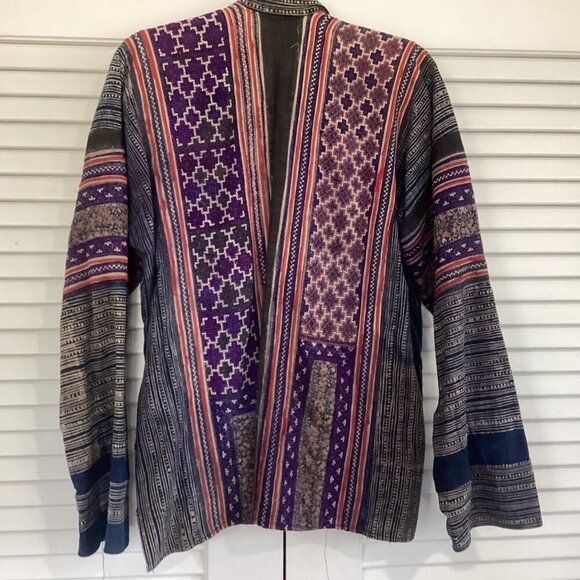 Vintage Embroidered Jacket from Thailand Handmade Primitive Patchworks Size L - Picture 2 of 14